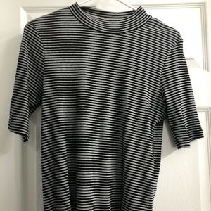 Black and white striped short sleeve shirt